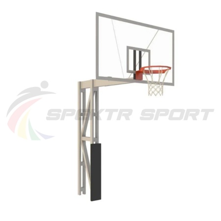 Купить Стойка баскетбольная уличная с защитой, щитом из оргстекла, аморт. кольцом и сеткой, вынос 225 см в Прокопьевске 