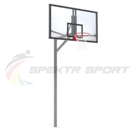 Купить Стойка баскетбольная уличная упрощенная со щитом из оргстекла, кольцом и сеткой SP D 412 в Прокопьевске 