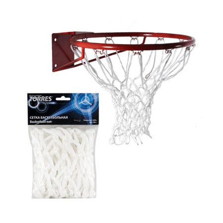 Купить Сетка баскетбольная Torres, нить 6 мм, белая в Прокопьевске 